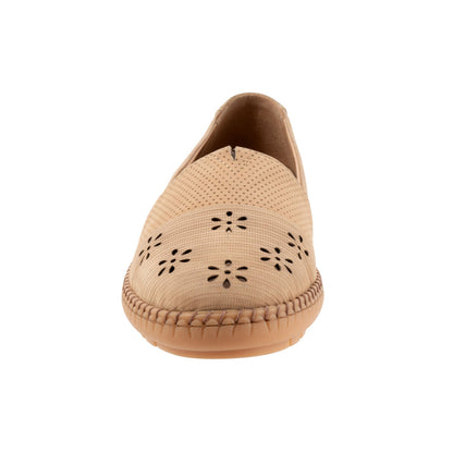 Trotters Ruby Perf T2320-236 Womens Brown Nubuck Slip On Loafer Flats Shoes