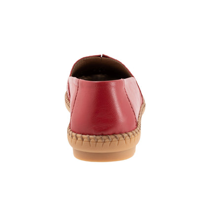 Trotters Ruby Perf T2320-600 Womens Red Narrow Leather Loafer Flats Shoes