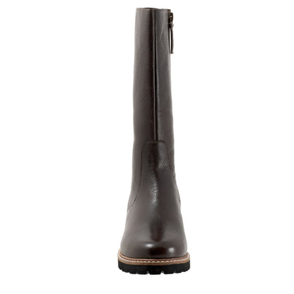 Trotters Franki T2364-266 Womens Brown Leather Zipper Casual Dress Boots