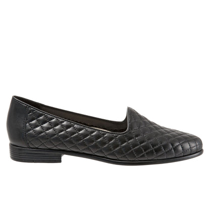 Trotters Liz T5158-015 Womens Black Extra Wide Leather Loafer Flats Shoes