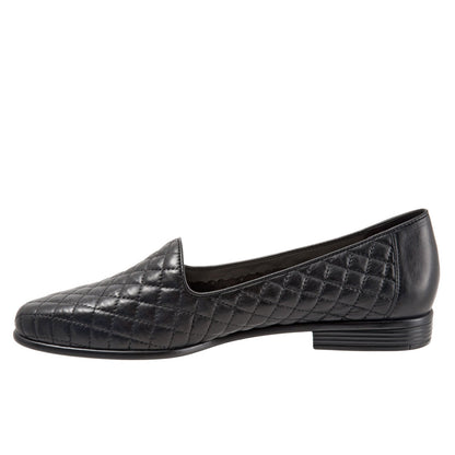 Trotters Liz T5158-015 Womens Black Extra Wide Leather Loafer Flats Shoes