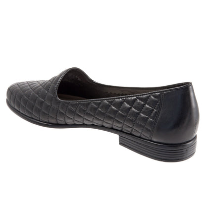 Trotters Liz T5158-015 Womens Black Extra Wide Leather Loafer Flats Shoes