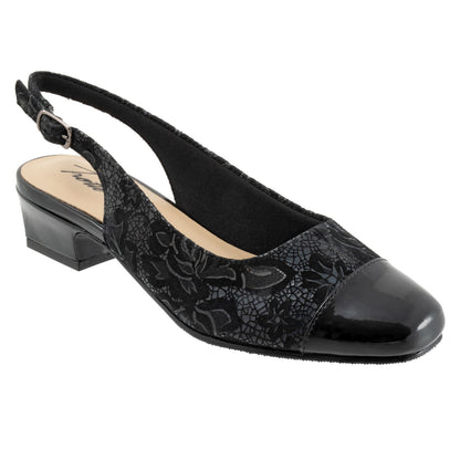 Trotters Dea T7001-061 Womens Black Narrow Leather Slingback Heels Shoes