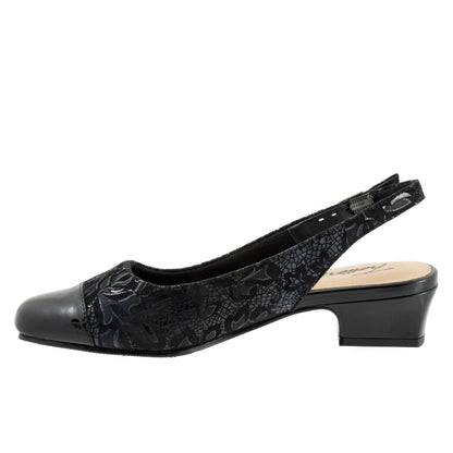 Trotters Dea T7001-061 Womens Black Narrow Leather Slingback Heels Shoes