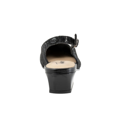 Trotters Dea T7001-061 Womens Black Narrow Leather Slingback Heels Shoes