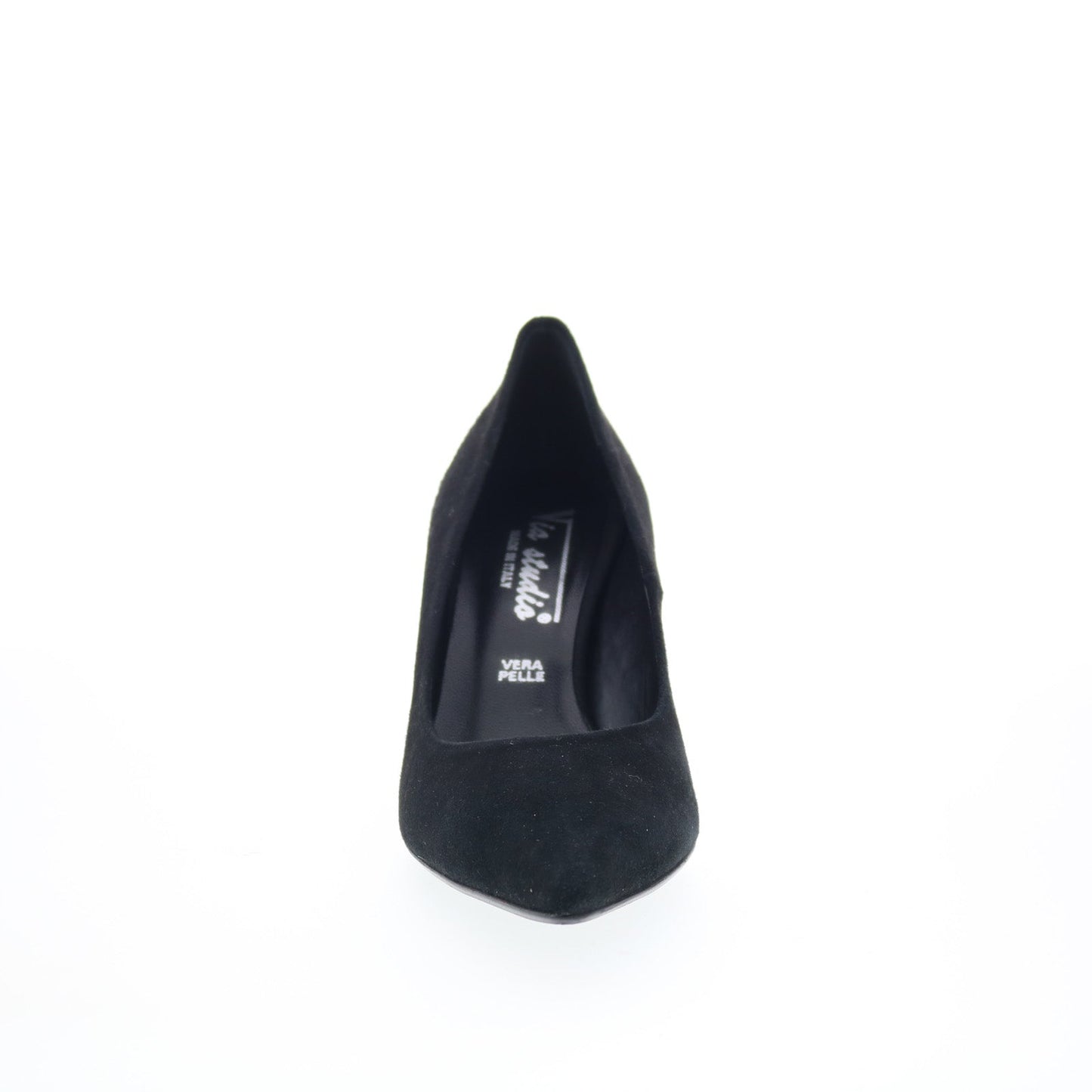 Via Studio Camoscio Pelle VIA 4 Womens Black Suede Slip On Pumps Heels Shoes