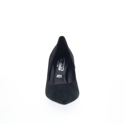 Via Studio Camoscio Pelle VIA 4 Womens Black Suede Slip On Pumps Heels Shoes