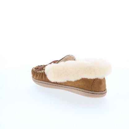 Minnetonka Alpine Sheepskin Moc 3371F Womens Brown Loafer Slippers Shoes