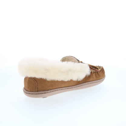 Minnetonka Alpine Sheepskin Moc 3371F Womens Brown Loafer Slippers Shoes