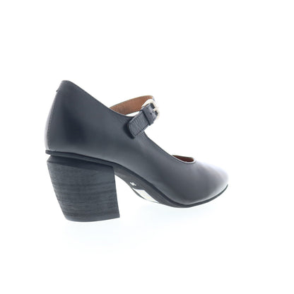 Miz Mooz Amara Womens Black Leather Hook & Loop Pumps Heels Shoes