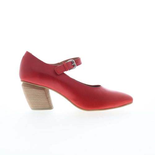 Miz Mooz Amara Womens Red Leather Hook & Loop Pumps Heels Shoes