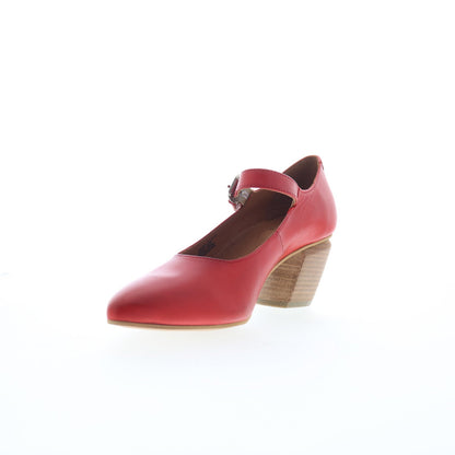 Miz Mooz Amara Womens Red Leather Hook & Loop Pumps Heels Shoes