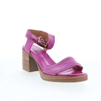 A.S. 98 Arvin Womens Purple Leather Hook & Loop Heeled Sandals Shoes