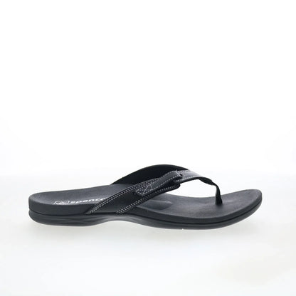 Spenco Ava SP1137BLK Womens Black Leather Slip On Flip-Flops Sandals Shoes
