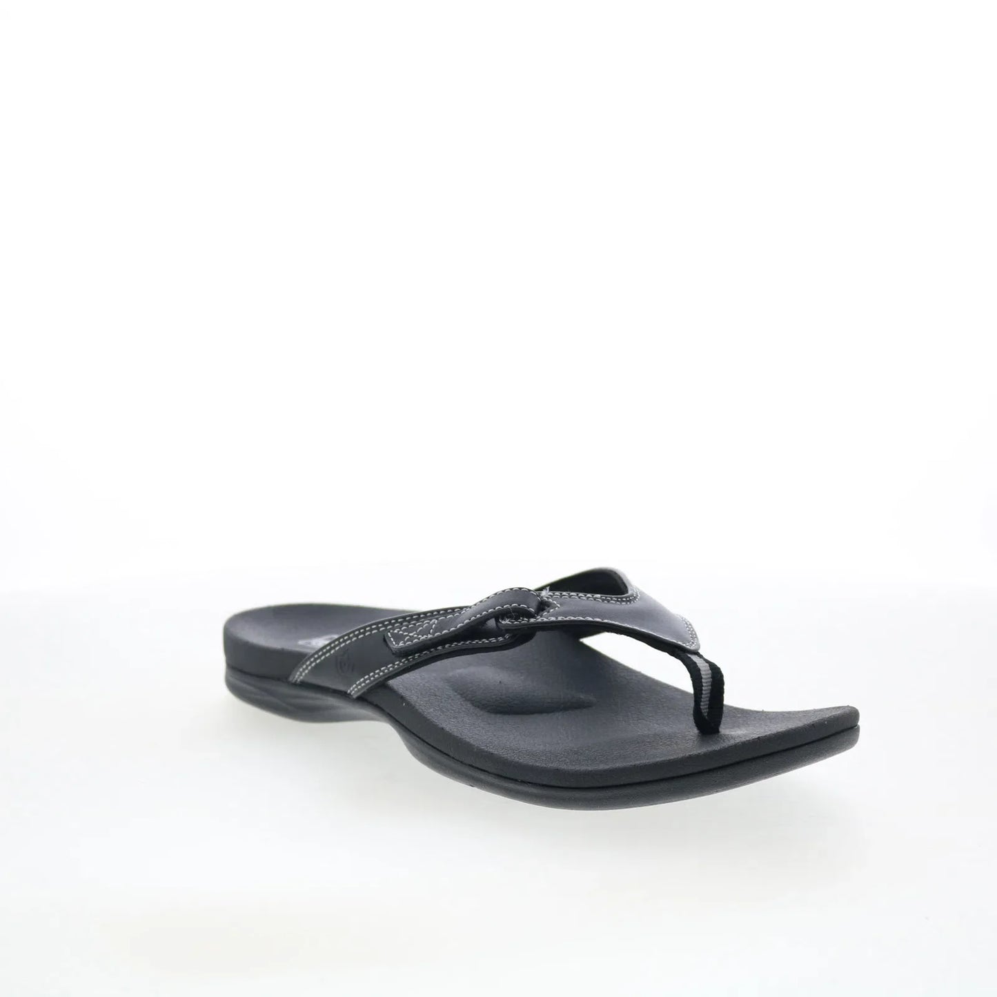 Spenco Ava SP1137BLK Womens Black Leather Slip On Flip-Flops Sandals Shoes