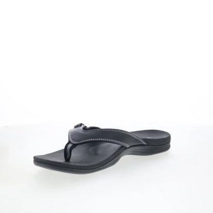 Spenco Ava SP1137BLK Womens Black Leather Slip On Flip-Flops Sandals Shoes