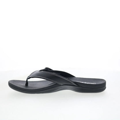Spenco Ava SP1137BLK Womens Black Leather Slip On Flip-Flops Sandals Shoes
