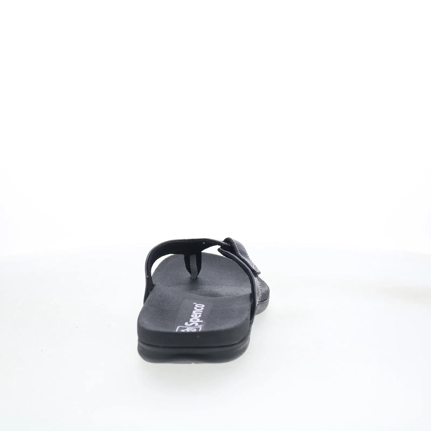 Spenco Ava SP1137BLK Womens Black Leather Slip On Flip-Flops Sandals Shoes