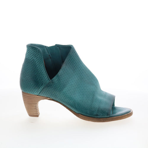 A.S. 98 Bakari Womens Green Leather Zipper Heeled Sandals Shoes