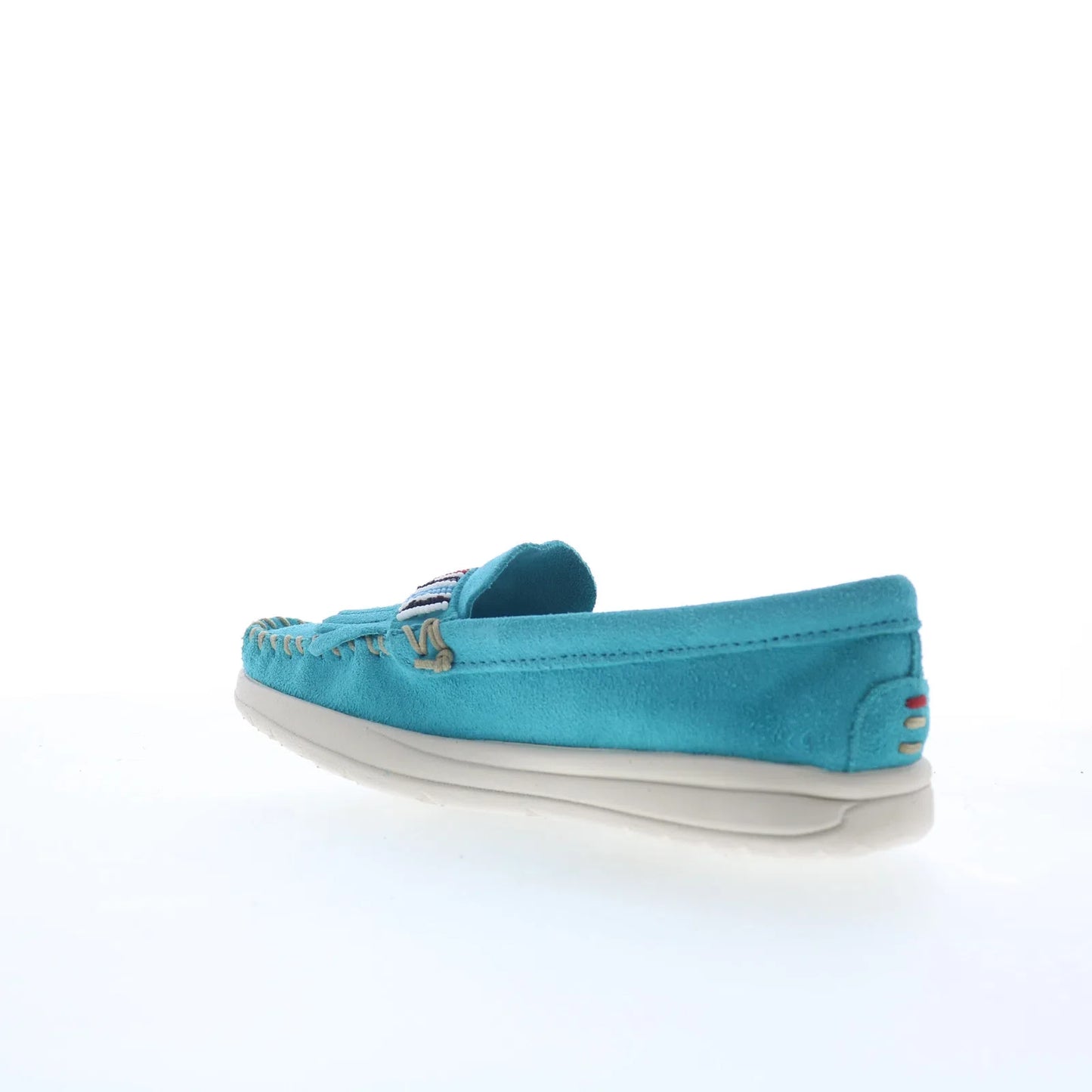 Minnetonka Bepeshaa Moc 61076P Womens Blue Suede Loafer Flats Shoes