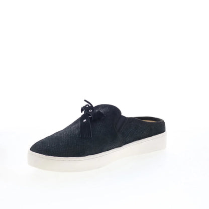 Spenco Bindie Slide SP1040BLK Womens Black Leather Clogs Slippers Shoes