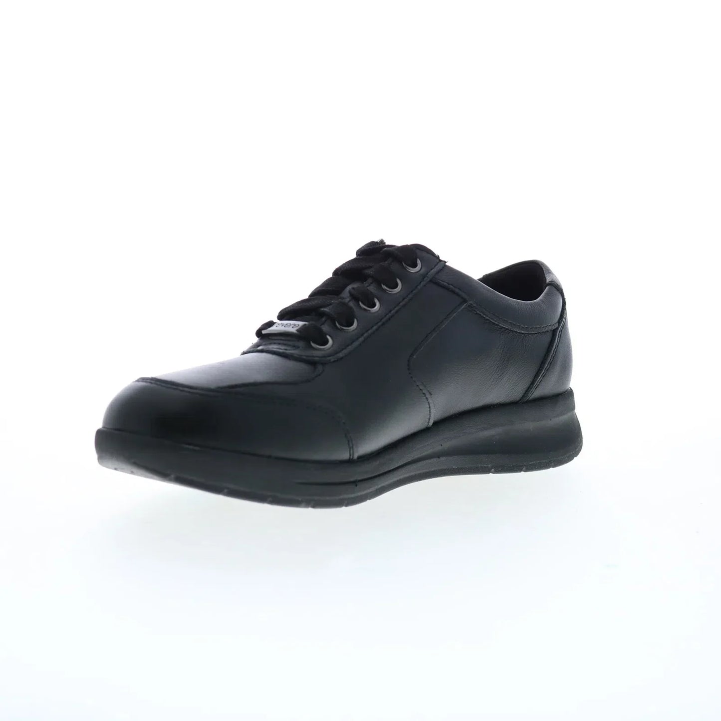 Revere Boston Womens Black Leather Lace Up Lifestyle Sneakers Shoes