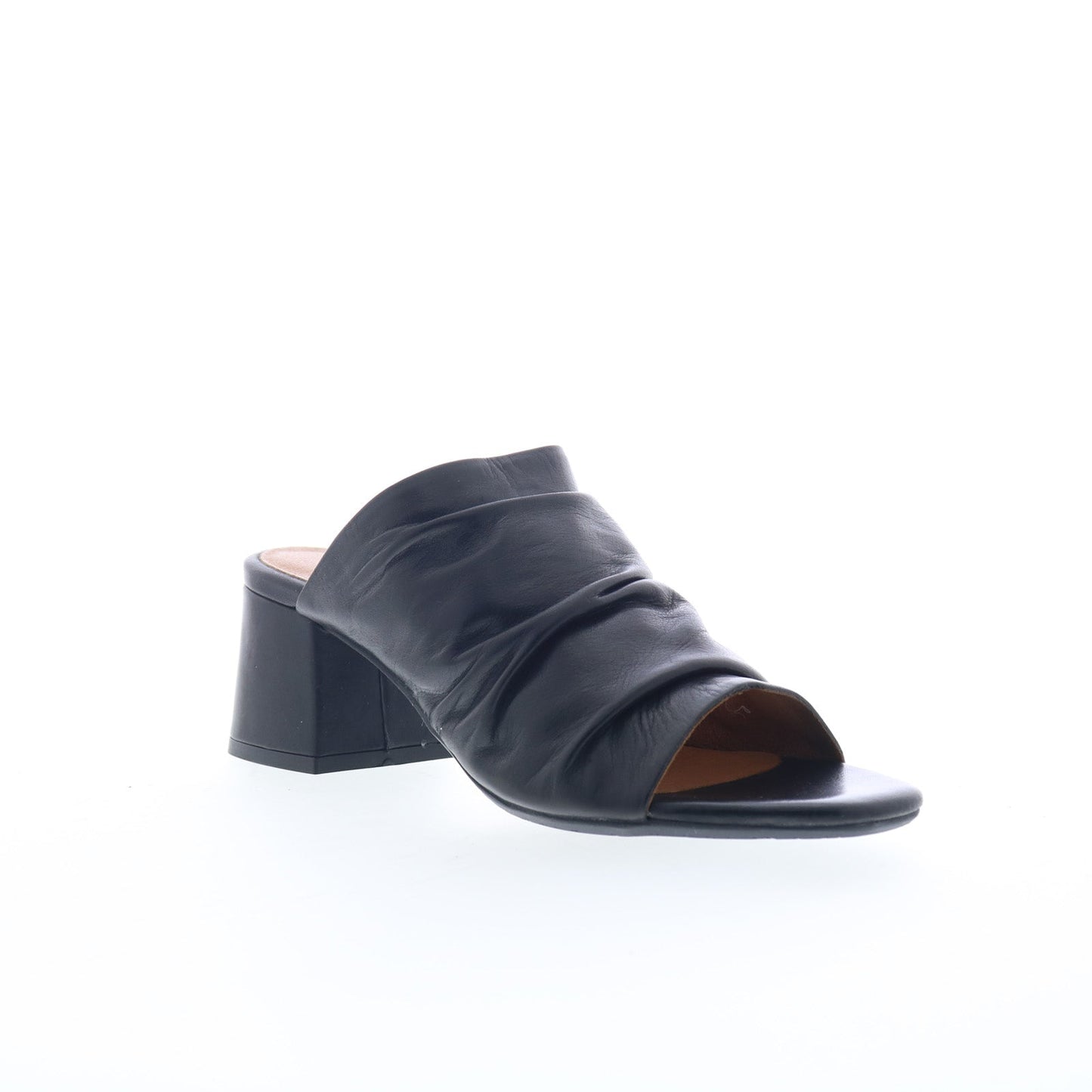Miz Mooz Brienne Womens Black Leather Slip On Heeled Sandals Shoes