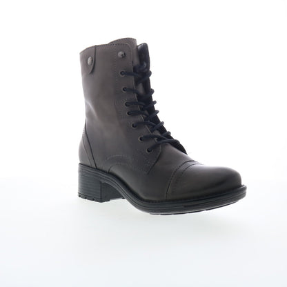 Miz Mooz Calla Womens Gray Leather Zipper Casual Dress Boots