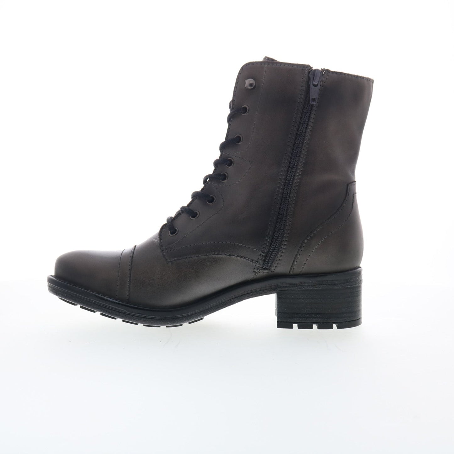 Miz Mooz Calla Womens Gray Leather Zipper Casual Dress Boots