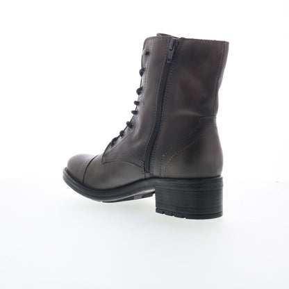 Miz Mooz Calla Womens Gray Leather Zipper Casual Dress Boots