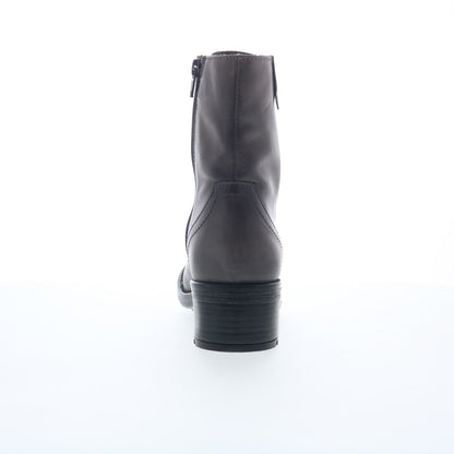 Miz Mooz Calla Womens Gray Leather Zipper Casual Dress Boots