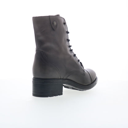 Miz Mooz Calla Womens Gray Leather Zipper Casual Dress Boots