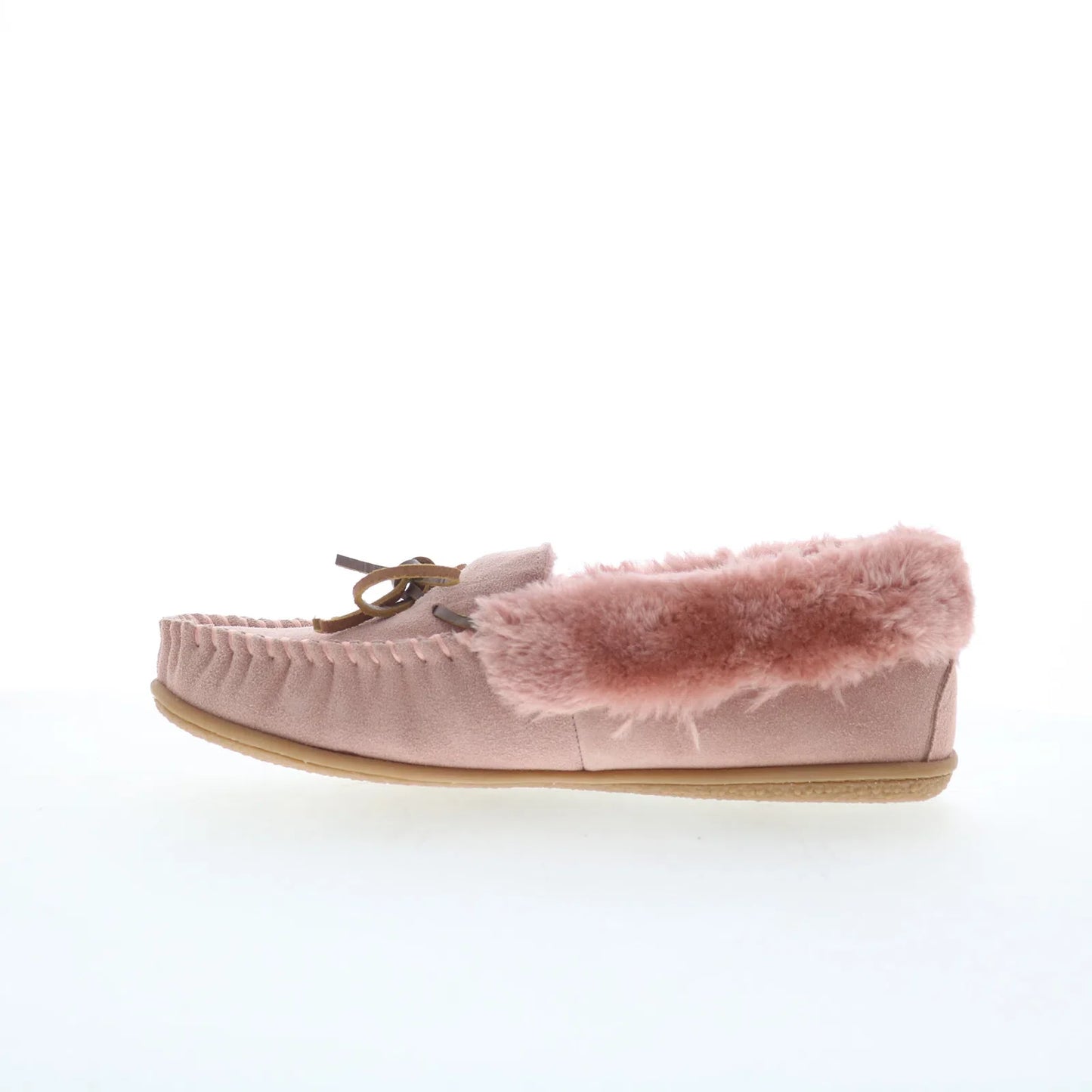 Minnetonka Camp Collar Moc 40798 Womens Pink Suede Moccasin Slippers Shoes