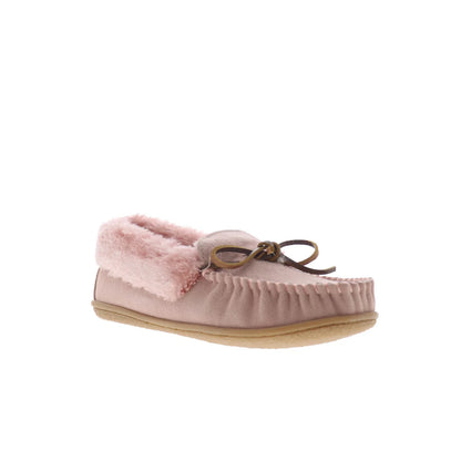 Minnetonka Camp Collar Moc 40798 Womens Pink Suede Moccasin Slippers Shoes
