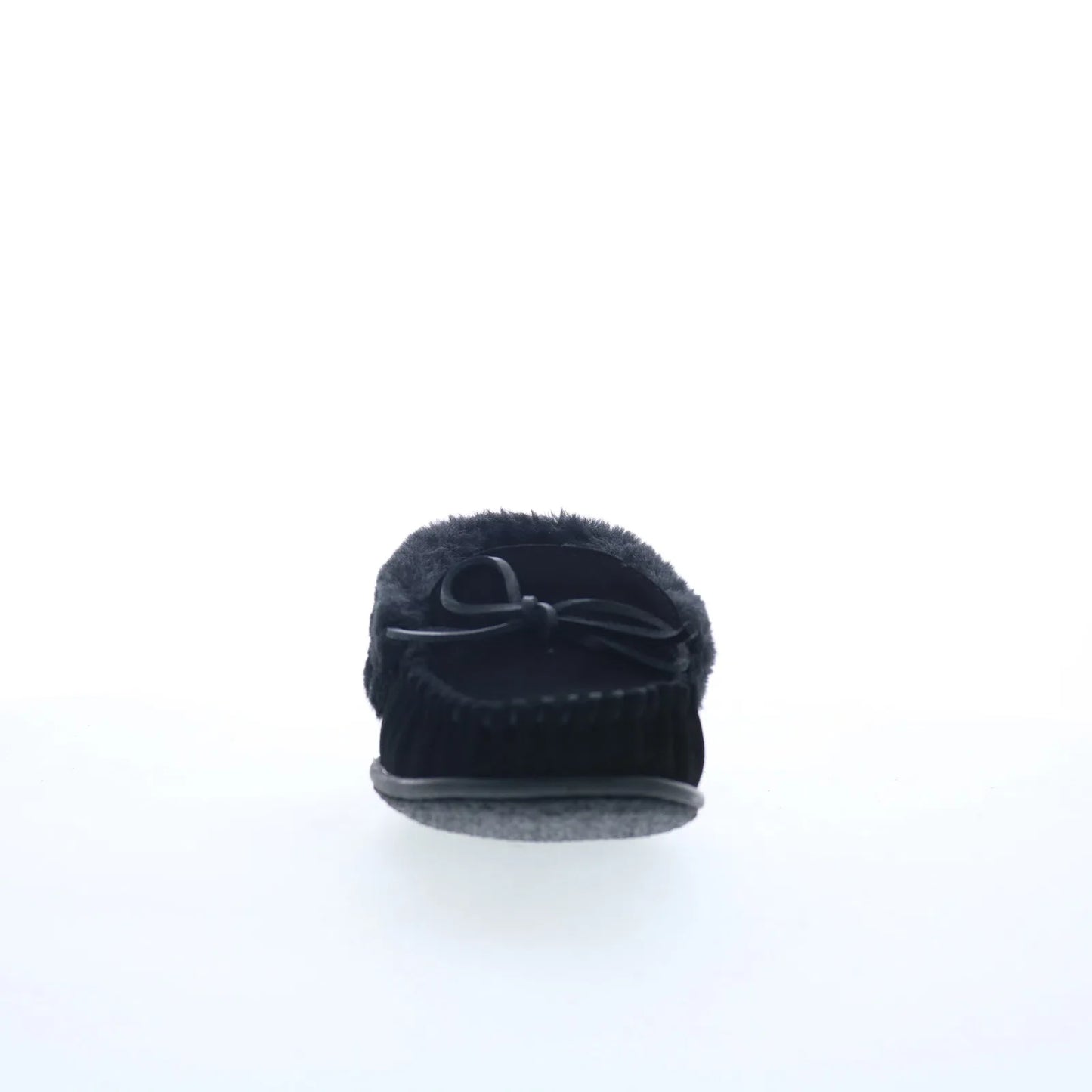 Minnetonka Camp Collar Moc 40799 Womens Black Suede Moccasin Slippers Shoes