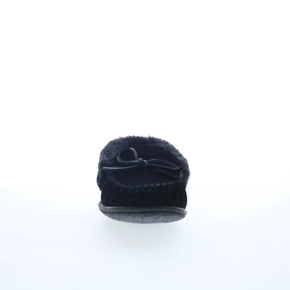 Minnetonka Camp Collar Moc 40799 Womens Black Suede Moccasin Slippers Shoes