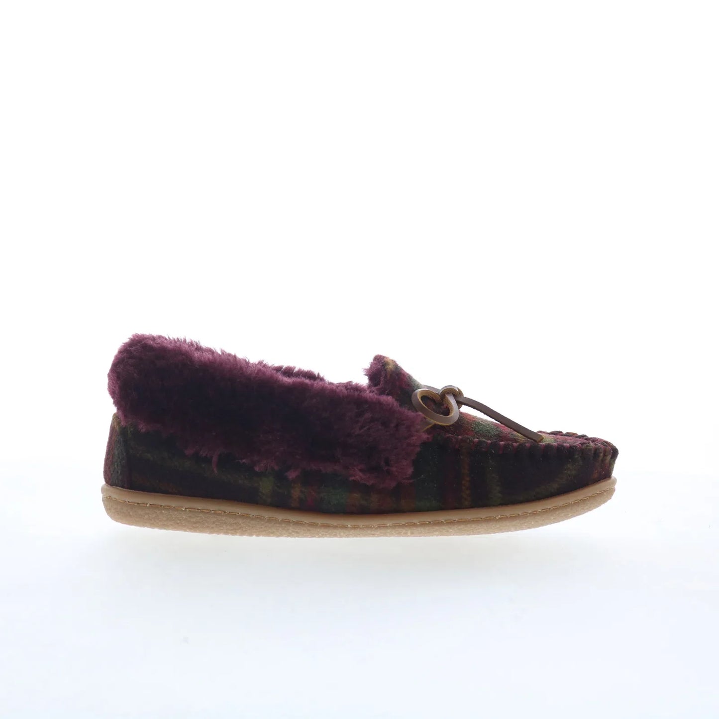 Minnetonka Camp Collar Moc 44614 Womens Red Canvas Moccasin Slippers Shoes