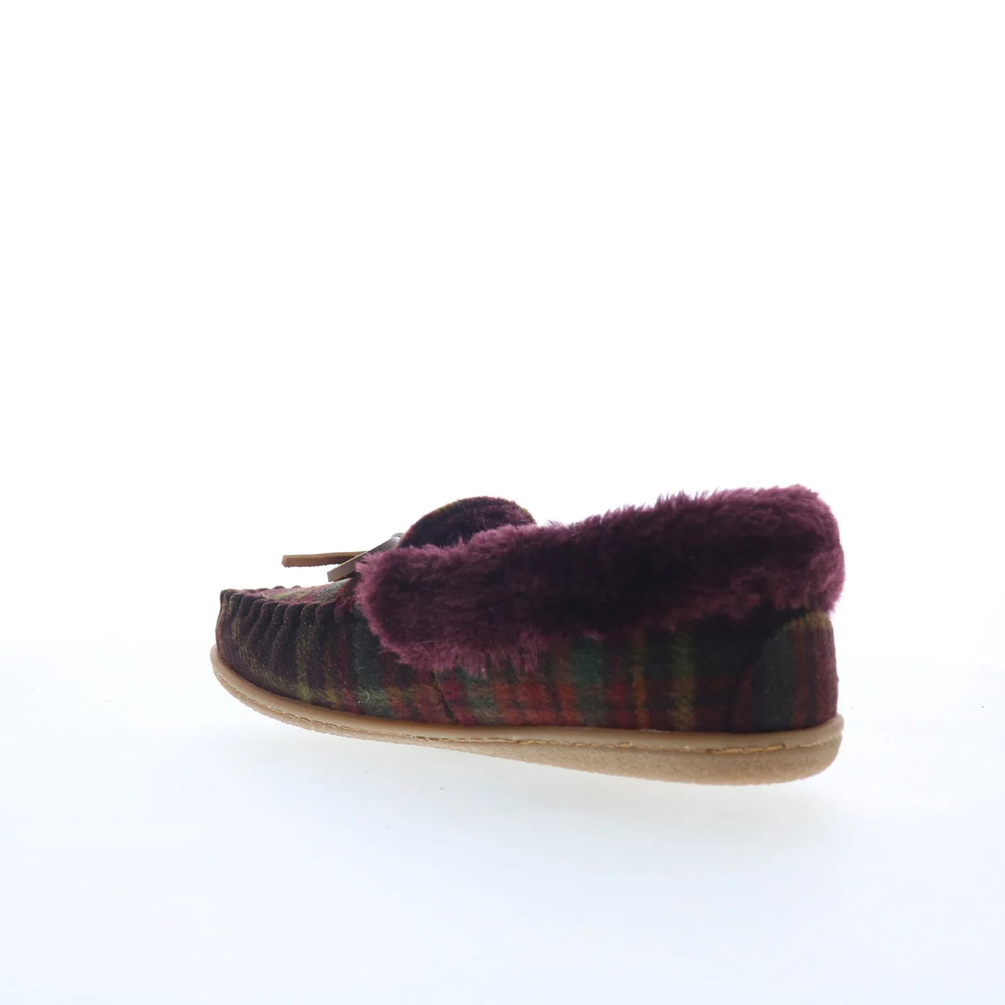 Minnetonka Camp Collar Moc 44614 Womens Red Canvas Moccasin Slippers Shoes