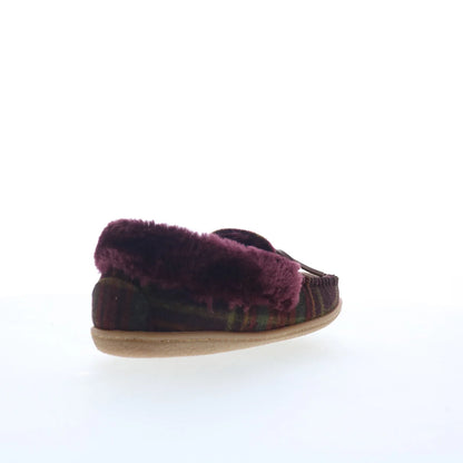 Minnetonka Camp Collar Moc 44614 Womens Red Canvas Moccasin Slippers Shoes