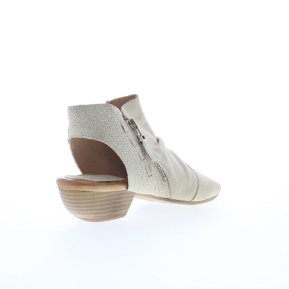 Miz Mooz Carla Womens Beige Leather Zipper Heeled Sandals Shoes
