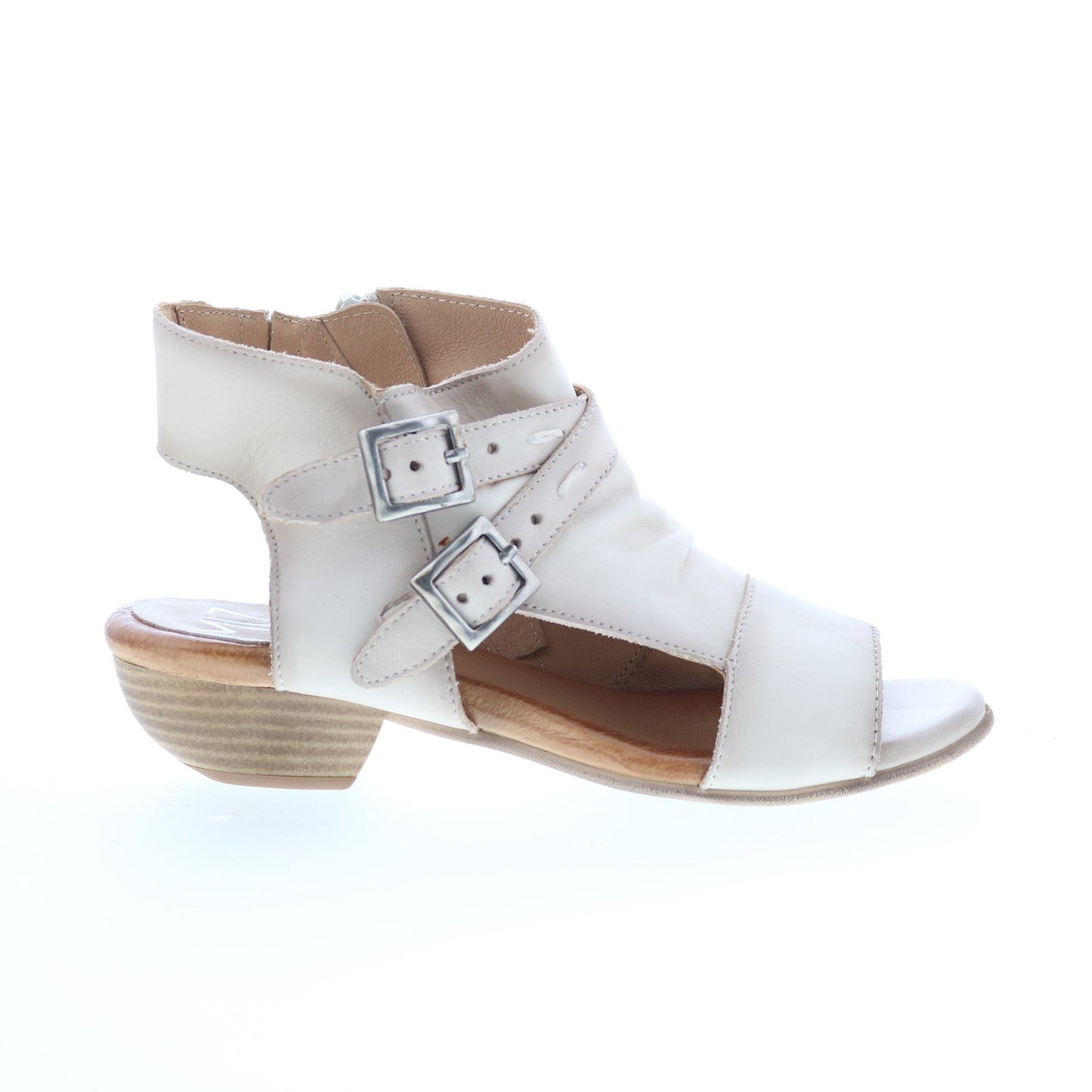 Miz Mooz Cassius Womens Gray Leather Zipper Heeled Sandals Shoes