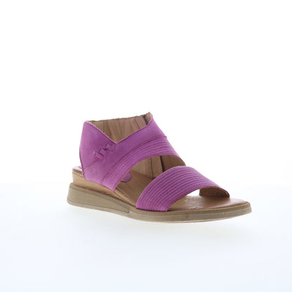 Miz Mooz Cece Womens Purple Leather Zipper Wedges Sandals Shoes