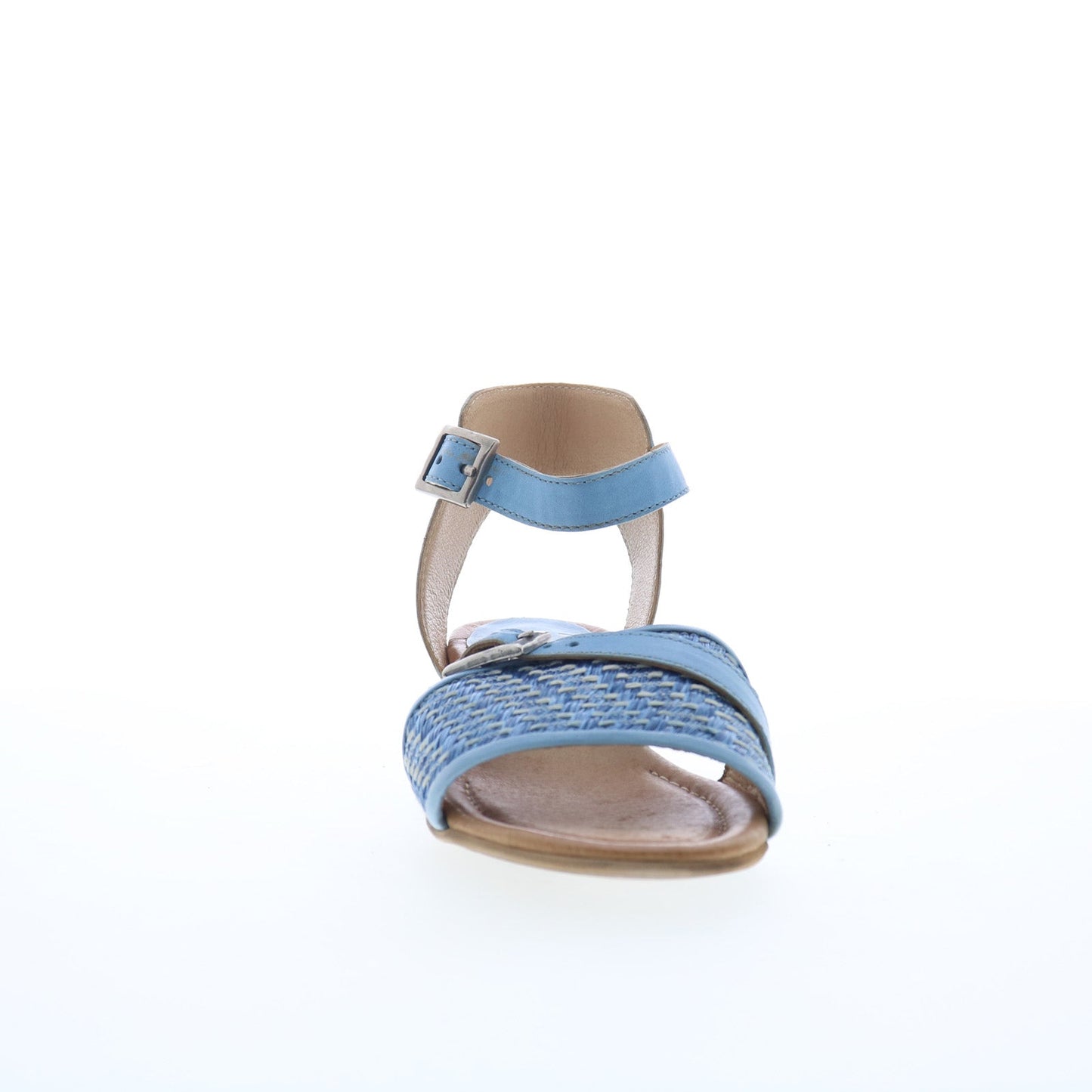 Miz Mooz Chaise Womens Blue Leather Hook & Loop Heeled Sandals Shoes
