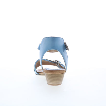 Miz Mooz Chaise Womens Blue Leather Hook & Loop Heeled Sandals Shoes