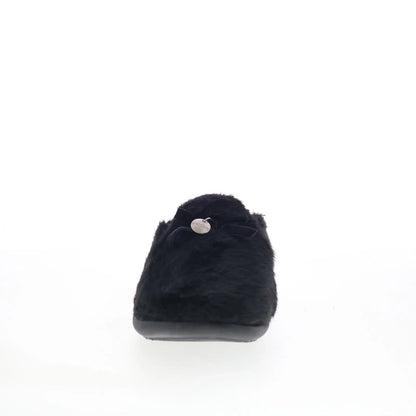 Spenco Charm Slipper SP1195BLK Womens Black Wide Canvas Clogs Slippers Shoes