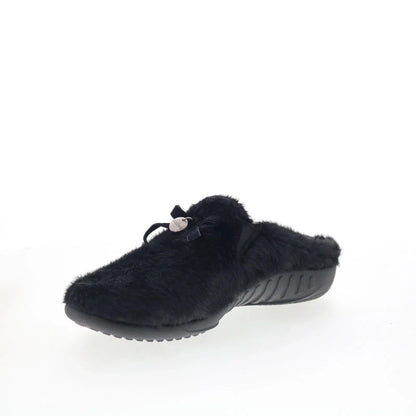 Spenco Charm Slipper SP1195BLK Womens Black Wide Canvas Clogs Slippers Shoes