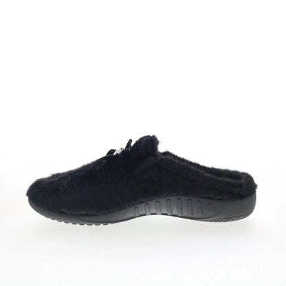 Spenco Charm Slipper SP1195BLK Womens Black Wide Canvas Clogs Slippers Shoes