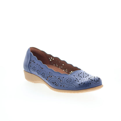Cobb Hill Rory CHRORY Womens Blue  Narrow Leather Slip On Ballet Flats Shoes