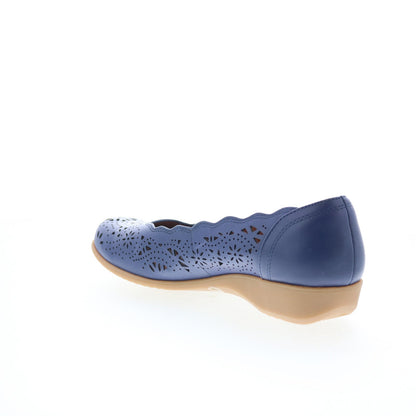 Cobb Hill Rory CHRORY Womens Blue  Narrow Leather Slip On Ballet Flats Shoes
