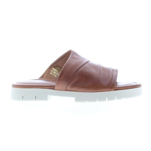 Miz Mooz Claribel Womens Brown Leather Slip On Slides Sandals Shoes